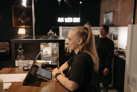 A Woman Standing in front of the Counter