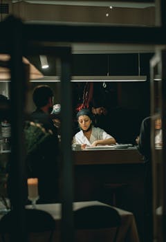 Woman Serving at Counter